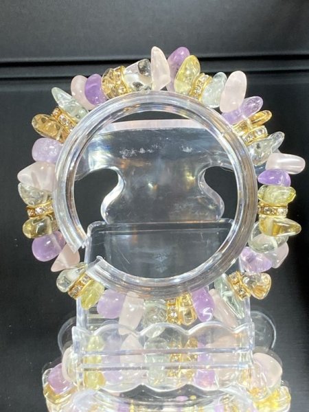 画像2: ??宝石質!透明!??4色MIXランダムカットブレスレット内径15cm) (2)