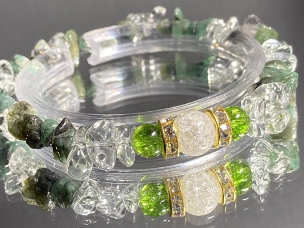 画像3: エメラルドとミントガーネットナゲットカットブレスレット (3)