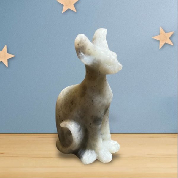 画像3: 天然石 おすまし猫ちゃん 置物(自立型) 石英石(水晶) No.2 (3)