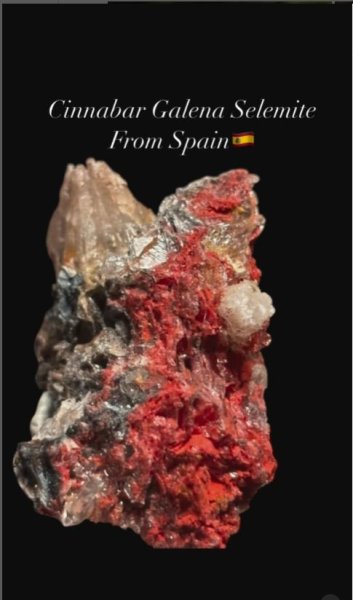 画像2: シナバー、ガレナ、セレナイト共生　スペイン産 (2)