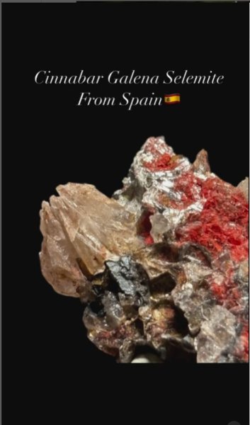 画像4: シナバー、ガレナ、セレナイト共生　スペイン産 (4)