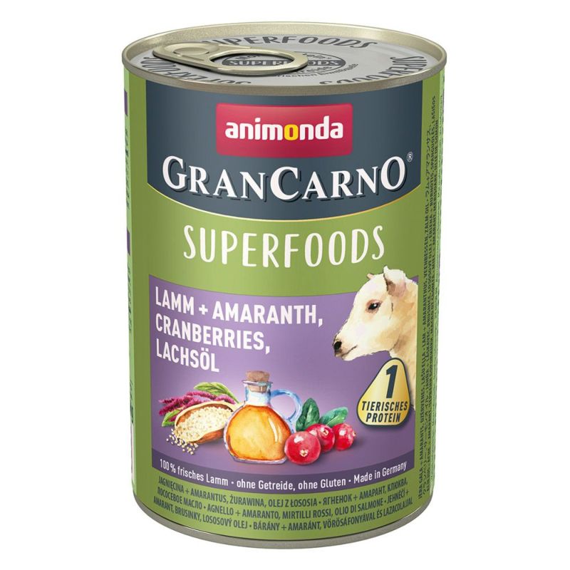 画像1: GRANCARNO スーパーフード【アダルト】　子羊・アマランサス・クランベリー・サーモンオイル【400g缶】 (1)