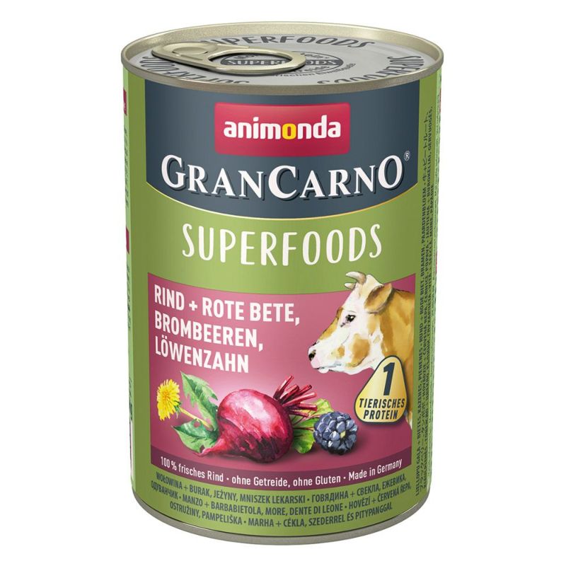画像1: GRANCARNO スーパーフード【アダルト】　牛・ビートルート・ブラックベリー・タンポポ【400g缶】 (1)